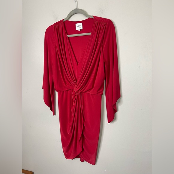 MISA Los Angeles Teget Knot Front Dress In Red Sz Small Like New Evening party - Picture 4 of 14